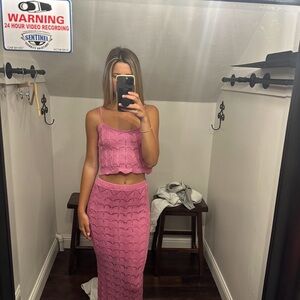 Sage Pink Knit Maxi Skirt